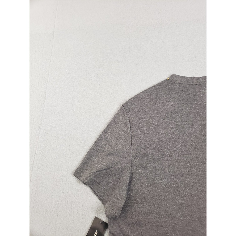 Alfant Men Henley Shirts L Gray Short Sleeve Pullover Stretched Logo Casual - Picture 14 of 16